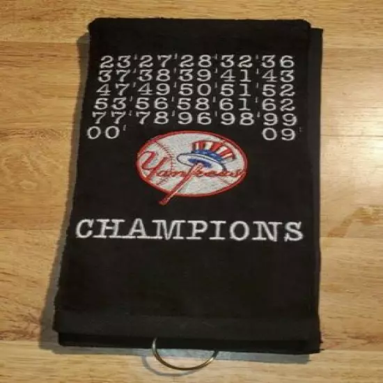 Yankees Embroidered Champion Years Trifold Golf Sport Towel 26x16 Black 