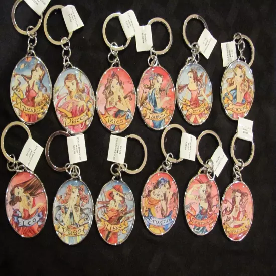 1990’s Isabella Fiore Tattoo Printed Zodiac Sign Keychain - RARE MSRP $25.00 NWT