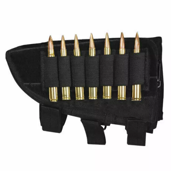 FieldTEQ Rifle Buttstock Cheek Rest - 7 Round Ammo Pouch - Olive Drab / Black