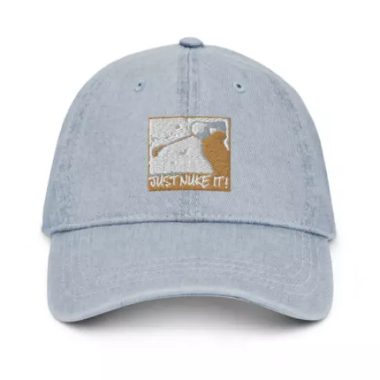 Denim Hat "Just Nuke It !" Golf Embroidered Denim Hat