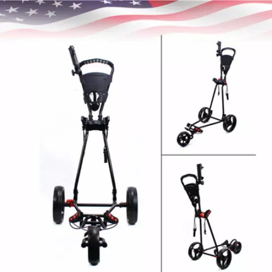 Foldable 3Wheel Golf Pull Push Cart Trolley Golf Buggies with Scorecard Holder