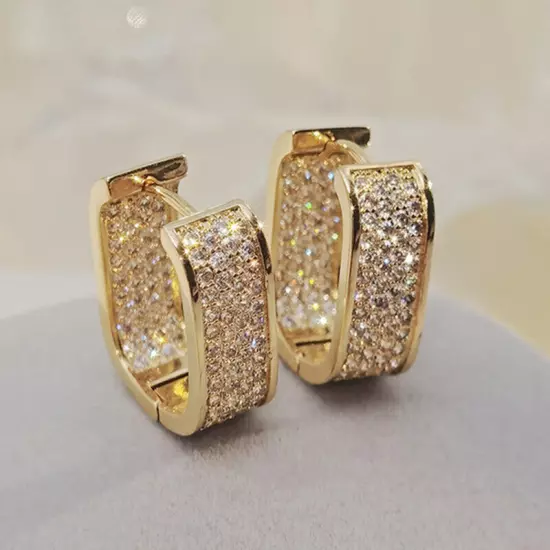 925 Silver Hoop Earrings Cubic Zircon Fashion Wedding Jewelry Women Gifts A Pair