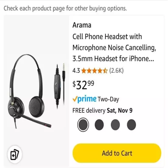 Arama A802 3.5mm Premium Call Center Noise-Canceling Stereo Headset w/USB-C