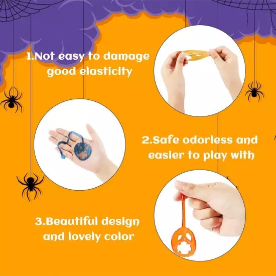 72Pcs Halloween Sticky Hands Party Favors Toys for Kids, Skull Skeleton Bat... 