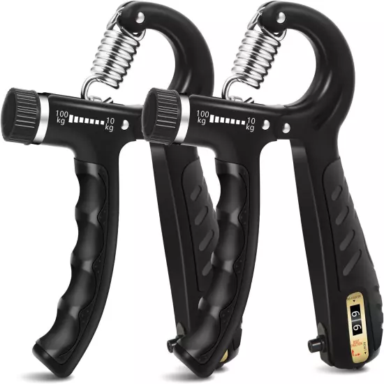 2PCS Grip Strength Trainer with 22 220Lbs 10 100kg Adjustable Resistance Hand Gr