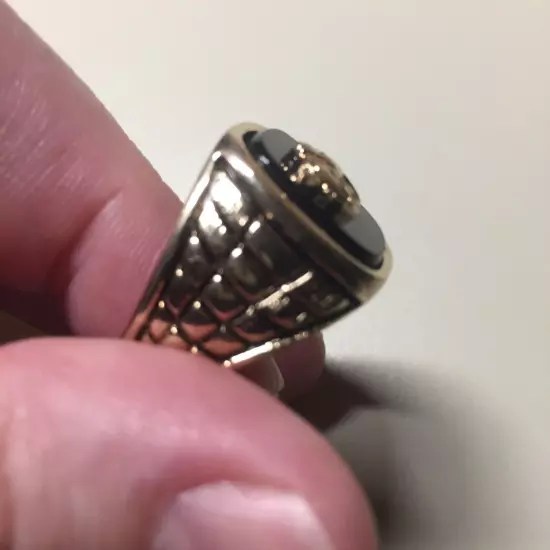 Vintage 18K HGE Gold Plated Shriner Black Mens Ring Size 12 NOS