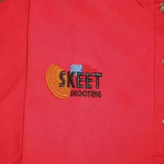 LARGE LH Skeet Pad RED 50/50 Dryblend POLO w/SKEET/Flag Embroidery