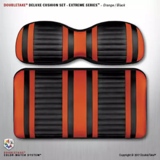 Extreme Double Take Golf Cart Seat Cushions (orange/black)