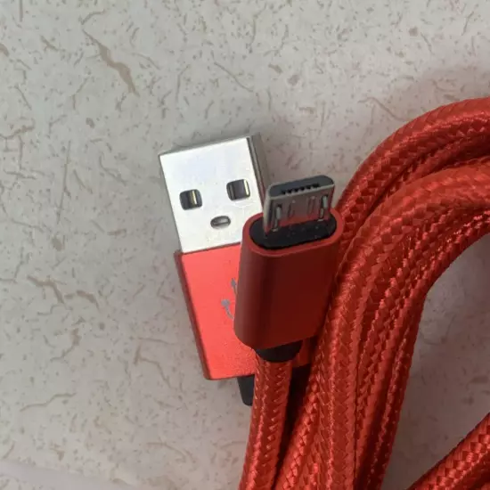 NEW 10ft Data Quick Charge Cord USB to Micro Red Braided Cable Smartphone