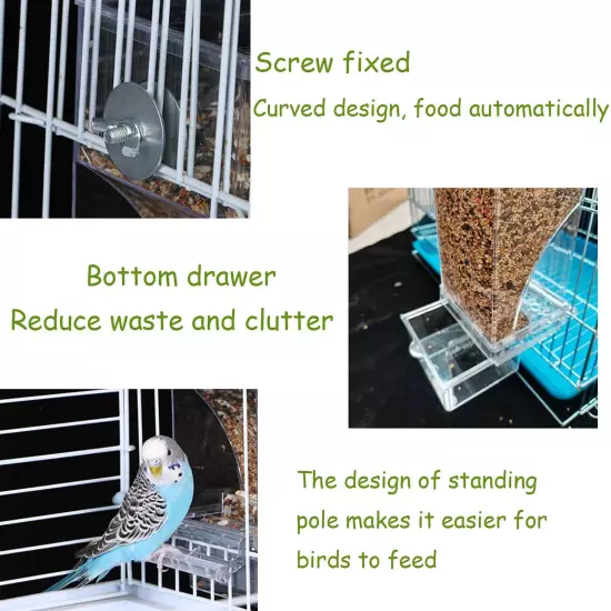 No-Mess Bird Feeder Parrot Integrated Automatic Feeder Seed Food Container Ac...