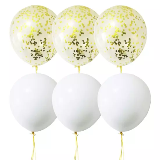 36 Inch Jumbo Gold Confetti Balloons and 36 Inch Big Latex White Balloons, Gi...