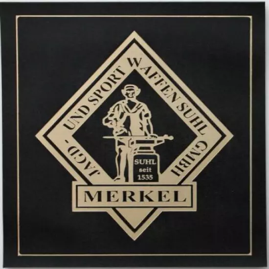 GUN RIFLE DRILLING PRESENTATION CUSTOM DISPLAY CASE BOX TRADE LABEL for MERKEL