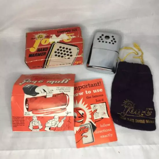 Vintage Jon-E Hand Warmer in Original Bag & Box w/ Instructions