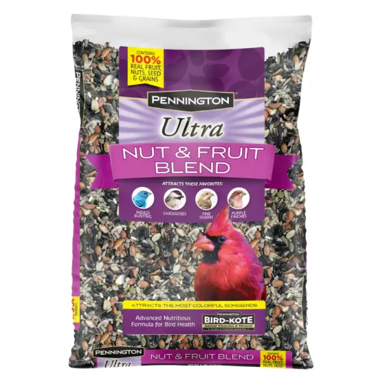 Pennington Ultra Fruit & Nut Blend, Dry Wild Bird Seed and Feed, 6 lb 1 Pack Bag