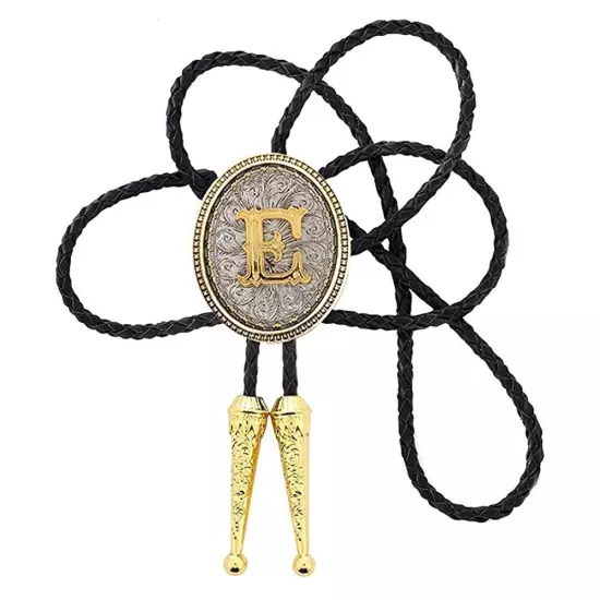 Bolo tie for Men Western Cowboy Golden Initial Letter A to Z Costume Bolo ties