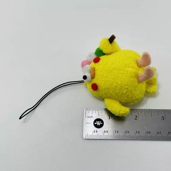 Docomo Poinko Yellow Chicken Hangtag Bird Meatball Plush Strap Charm Bulging Eye