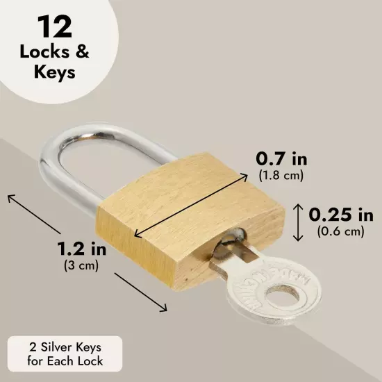 12 Pack 1.2-Inch Small Luggage Locks with Keys - Mini Padlocks for Locker, Suitc