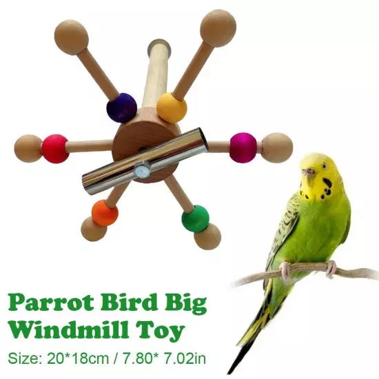 Parrot Toy With Rotating Balls Wood Interactive Bird Stand Parrot Foraging✧