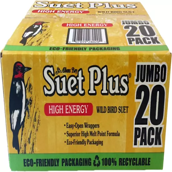 High Energy Suet Cakes, 20 Pack of 11 oz. Suet Cakes for Wild Birds