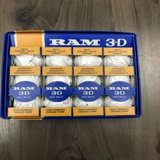 Vintage Golf Balls RAM 3-D One Dozen nice Collectible in Box and Sleeves Scarce.