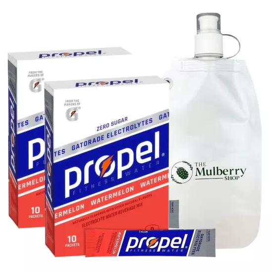 Propel Powder Packets Watermelon 2 Boxes With Reusable Collapsible Water Bottle