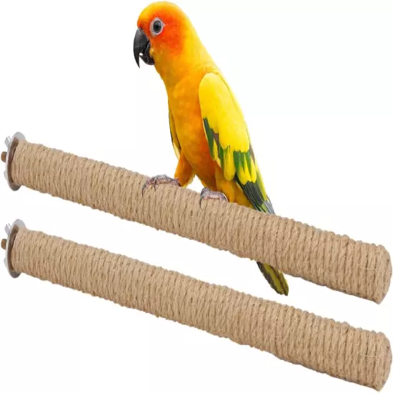 Bird Perch Stand Natural Wood Parrot Hemp Rope Perch Birdcage Accessories Perch 