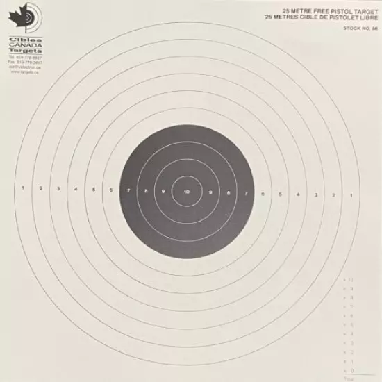 25 Meter Free Pistol Target #88 Qty: 250/pack Size: 28x28cm / 11x11 inches