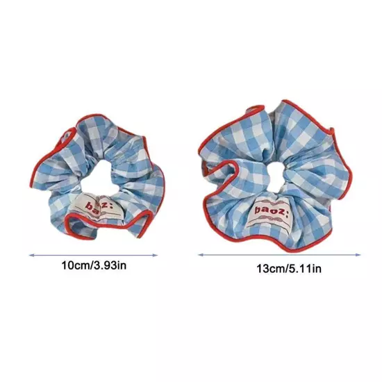 White and Blue Plaid Scrunchies -Elastic Hair Tie and Ponytail Holder for Women~