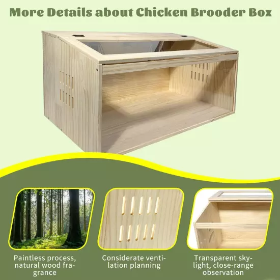 Large Chicken Brooder Box 31.5", Chicken Brooder with 3 Heat Lamp, Temp Contr...