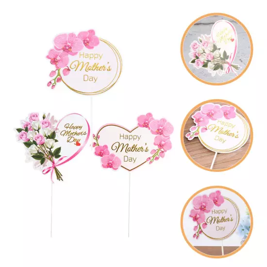 6pcs Mother's Day Cupcake Toppers Cake Insert Cards Topper Decor Decorations