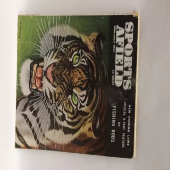 Vintage Sports Afield Magazine Great Painted Cover (Tiger) Ads February 1951