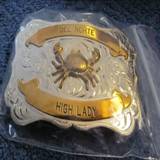 Shooting trophy belt buckle Del Norte high lady