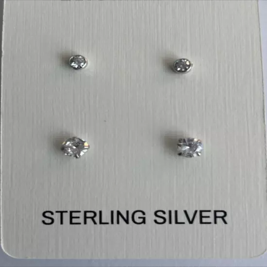 Sterling Silver Post Stud Earrings, Butterfly Push-Back Closure