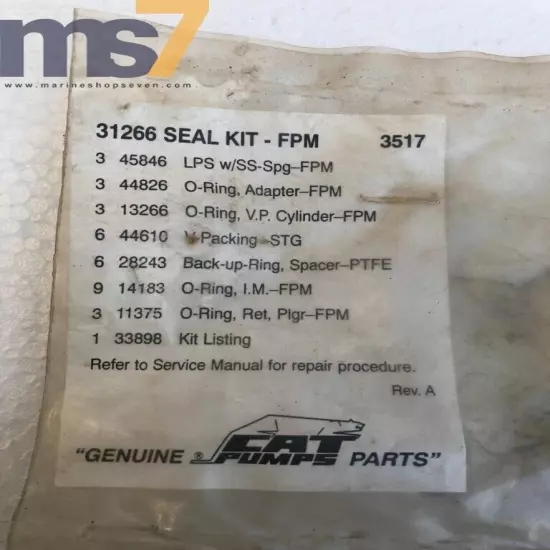 CAT PUMPS 31226 SEAL KIT- NBR FOR 3517 TRIPLEX PUMPS