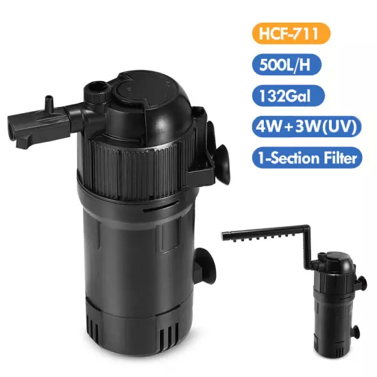 5-in-1 Internal Aquarium Fish Tank UV Sterilizer Filter Submersible Water Pump