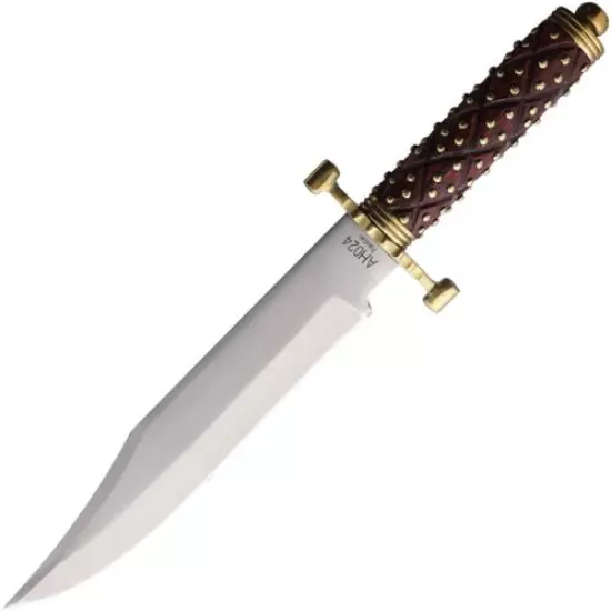 American Hunter Studded Fixed Knife 8.75" Stainless Blade Wood/Brass Handle 