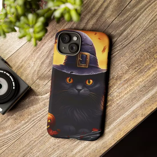 Custom Dual Layer Protective iPhone Case, Cat Witch