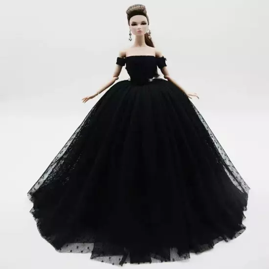 Black Style 1/6 Doll Clothes Handmade Wedding Dress 11.5" Dolls Outfits Gown Toy