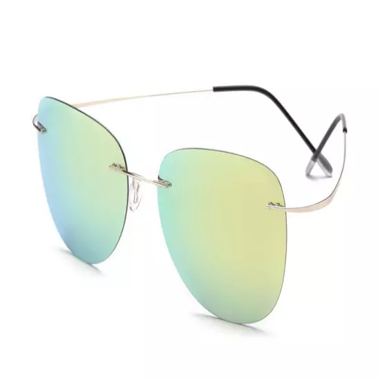 Polarize Sunglasses Titanium Silhouette Light Brand Designer Rimless Men Eyewear