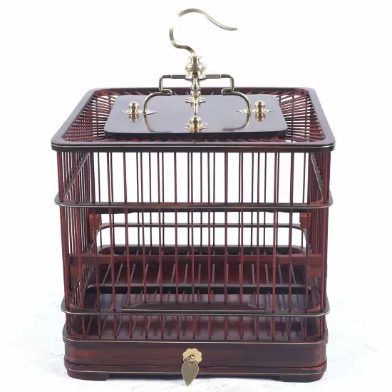 Bird Cage Dark Red Cage Bird Cage Retro Pet Nest Home With Removable Drawer