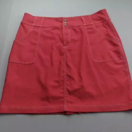 Jofit Womens Athletic Skort Size 12 Coral Orange Skirt over Shorts with Pockets 