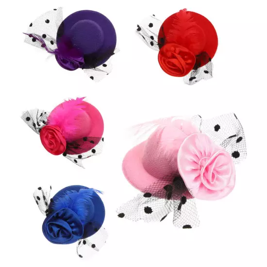 6PCS Mini Tea Party Hats DIY Colorful Hair Accessories Doll Dress up Tops Hats