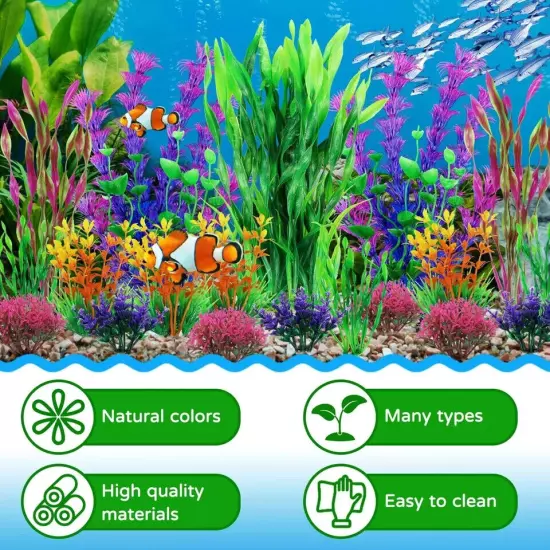 Fish Tank Decorations Plants 20pcs Aquarium Decorations Plants Plastic Fish