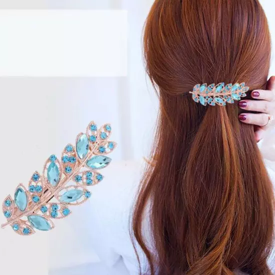 Women's Crystal Rhinestone Flower Hair Barrette Clips Grips Hairpin Jewelry