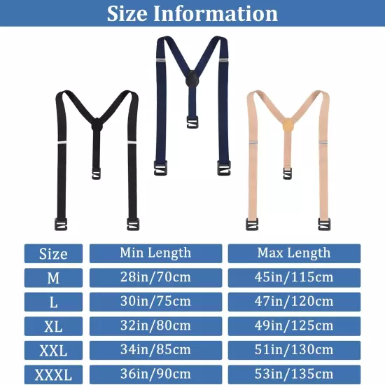 3 Pcs Hidden Suspenders for Men, Hiking Elastic Suspenders under Clothes Stays U