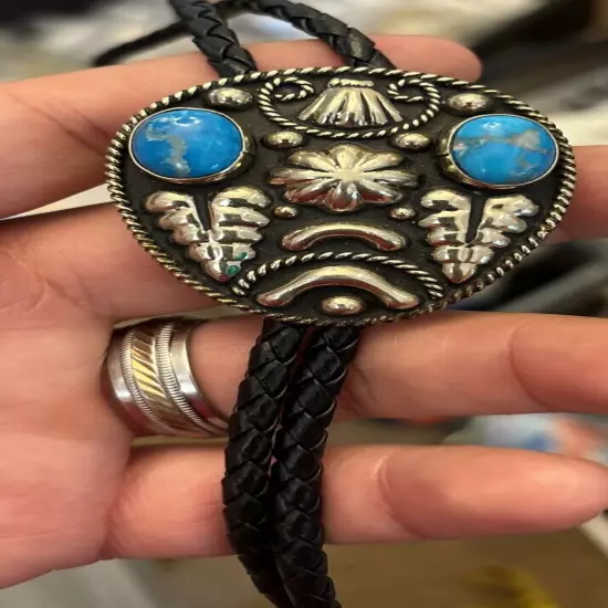 M&F Western Mexico Turquoise & Silver Tone Bolo Tie