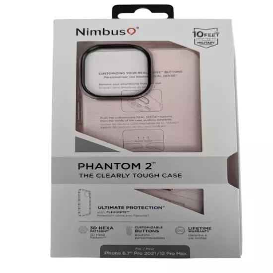 Nimbus9 Phantom 2 The Clearly Tough Case, iPhone 12/13 Pro Max 3d Hexa Patter T8