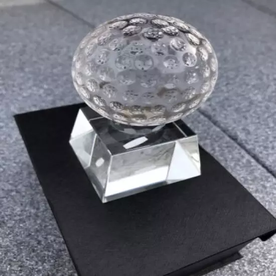 Crystal Glass Golf Ball On Base Magnificent Paperweight Trophy Fathers Day Gift