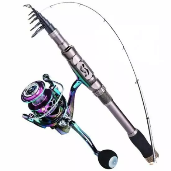 Telescopic Fishing Rod And Reel Combo Travel Carbon Fiber Pole 13+1BB 1.8-3.0m 