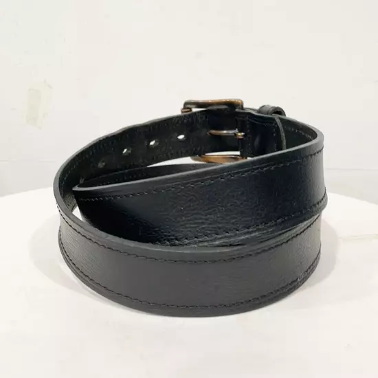 Genuine Leather Mens Belt Tortoise shell Metal Buckle Black Made In Guatemala